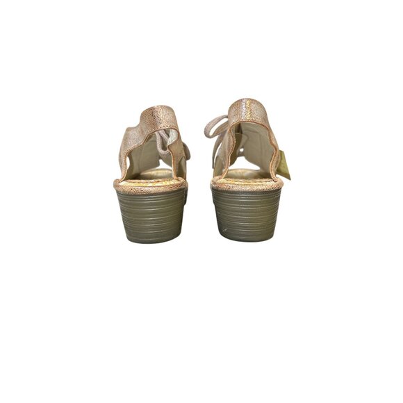 NWT Fly London Gold Metallic Slingback Wedge Shoes Size 8.5 - Picture 7 of 8